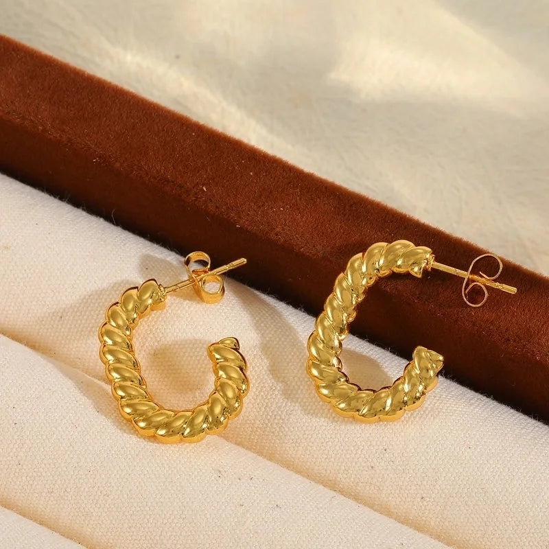 1 Pair Basic Minimalist C Shape Irregular Geometric Plating 304 Stainless Steel 18K Gold Plated Earrings