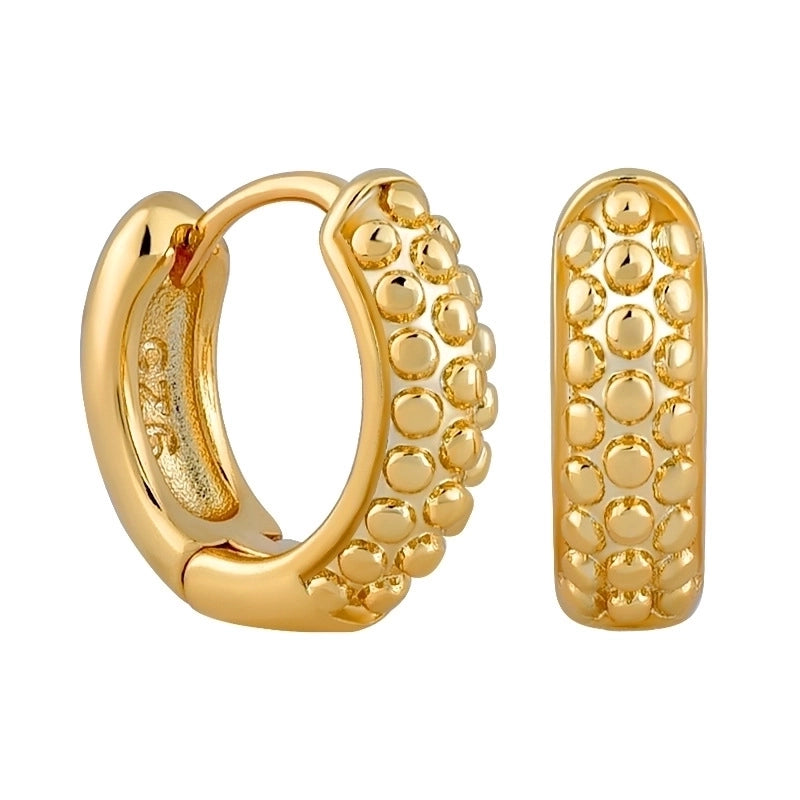 1 Pair Retro Round Copper Zircon Hoop Earrings