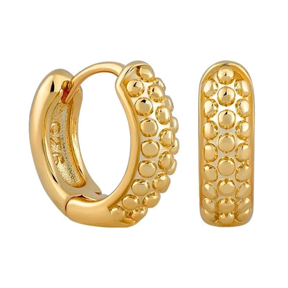 1 Pair Retro Round Copper Zircon Hoop Earrings
