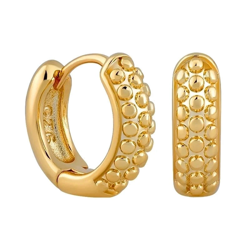 1 Pair Retro Round Copper Zircon Hoop Earrings