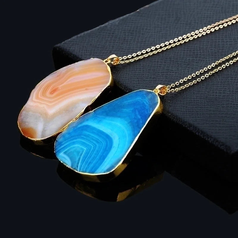 Minimalist Water Droplets Alloy Natural Stone Chain Necklace