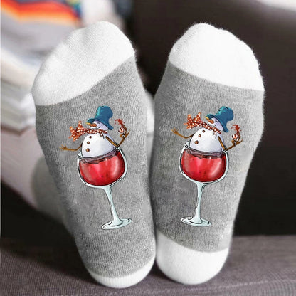 Christmas Casual Men's Snowman Cotton Crew Socks A Pair