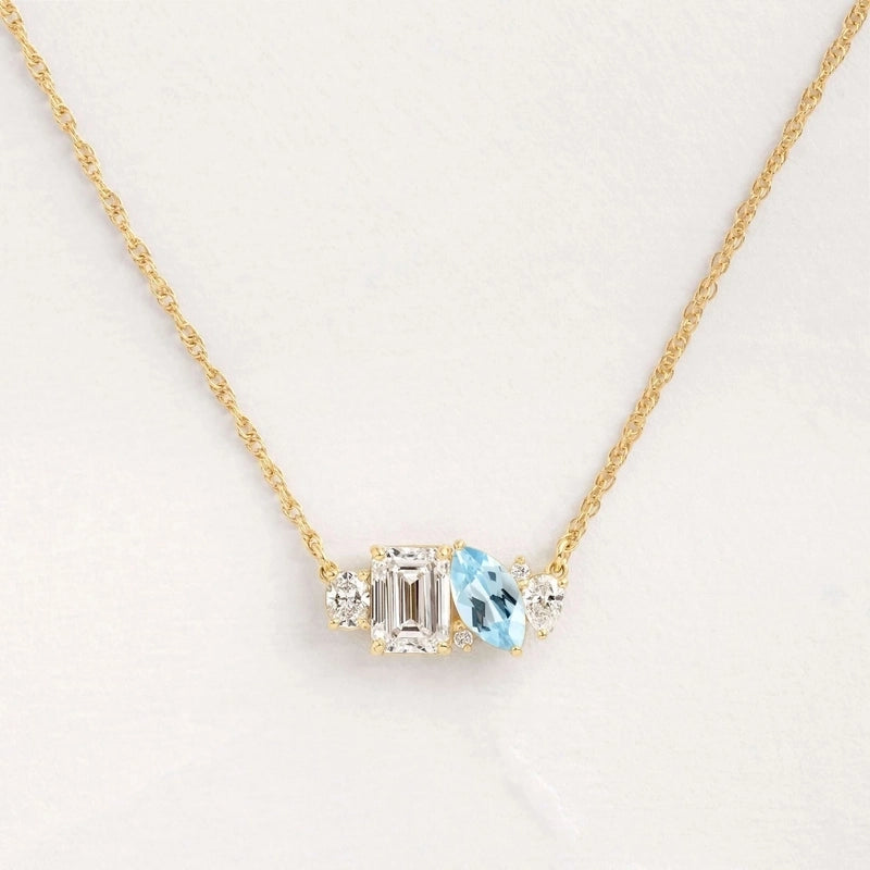 Casual Minimalist Commute Square Oval Horse Eye 304 Stainless Steel Zircon 16K Gold Plated Inlay Pendant Necklace