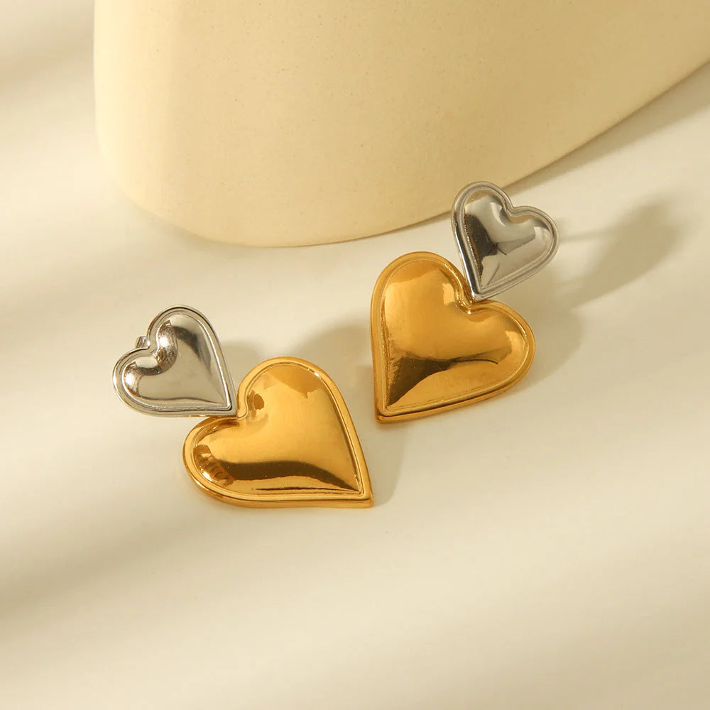 IG Style Heart Geometric Stainless Steel Electroplating Earrings