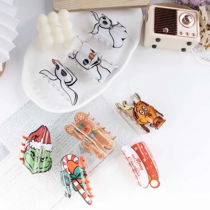 Cute Christmas Women's Christmas Hat Gingerbread PVC Hair Claws