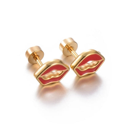 1 Pair Cute Geometric Enamel Plating Stainless Steel Ear Studs