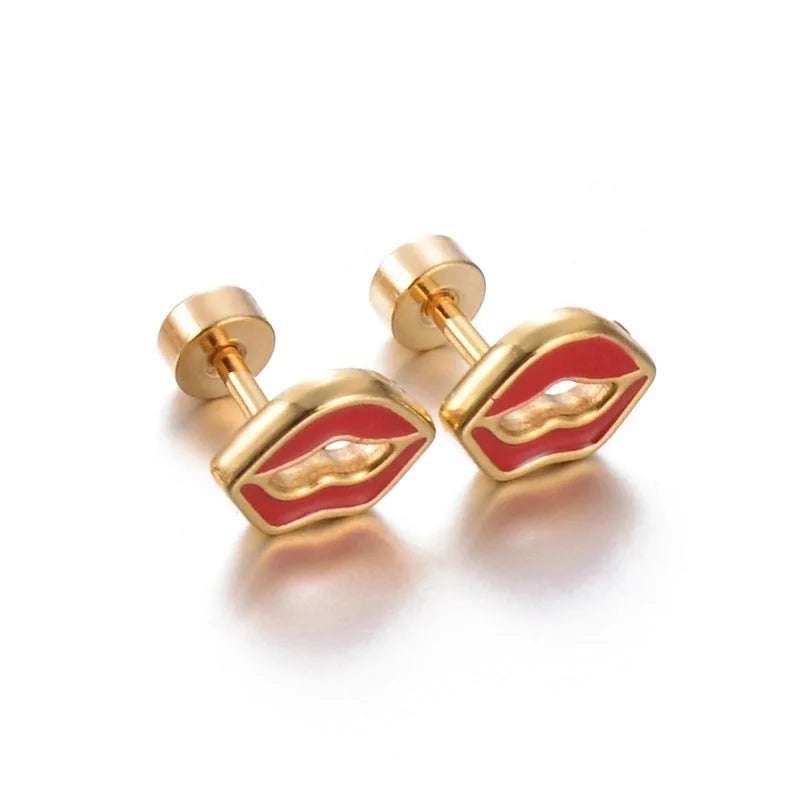 1 Pair Cute Geometric Enamel Plating Stainless Steel Ear Studs