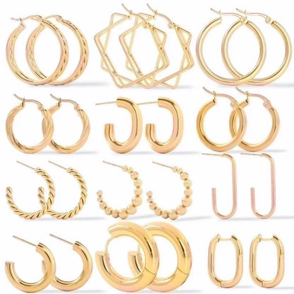 1 Pair Fashion Geometric Plating 201 Stainless Steel 18K Gold Plated Earrings