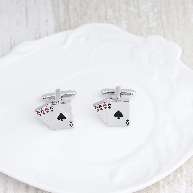 European Bottle Wine Glass Skull Father's Day Gift Pattern Shirt Cufflinks