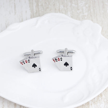 European Bottle Wine Glass Skull Father's Day Gift Pattern Shirt Cufflinks