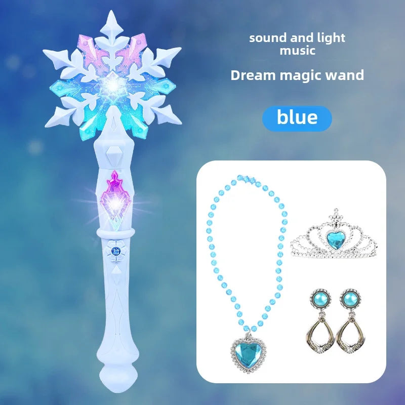 Girls Set Christmas Snowflake Flash Glow Stick Magic Scepter Stick Children Flash Toy