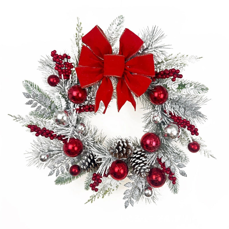 Christmas Flocking Wreath Door Hanging Christmas Decorations Christmas Wreath Rattan Pendant Decoration Home Decoration