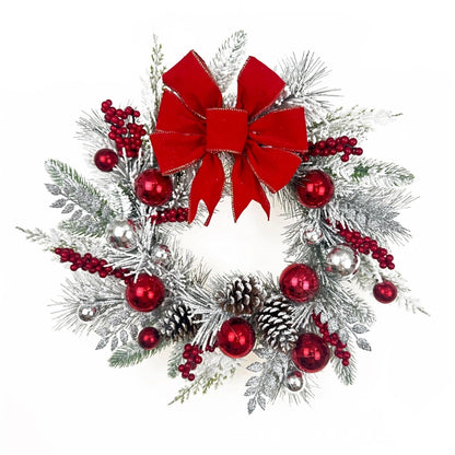 Christmas Flocking Wreath Door Hanging Christmas Decorations Christmas Wreath Rattan Pendant Decoration Home Decoration