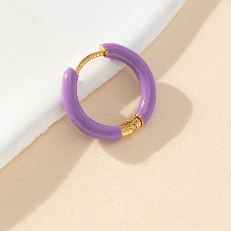 1 Piece Minimalist Solid Color Enamel Stainless Steel Earrings