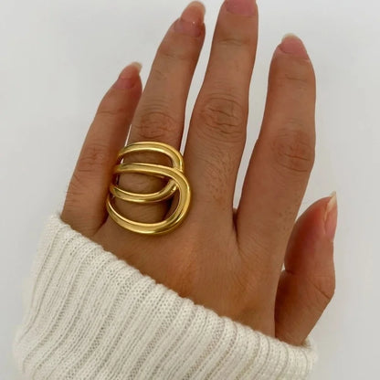 Casual Elegant Lady Geometric 316L Stainless Steel Plating Rings