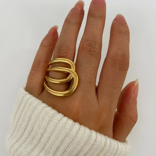 Casual Elegant Lady Geometric 316L Stainless Steel Plating Rings