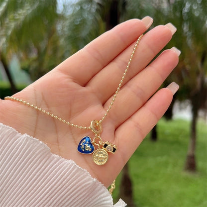 Multi-Style Copper Plating 18K Gold Full Diamond Zircon Travel Around The World Travel Style Series Clip Bead Necklace Necklace Suitable For Daily Wear Of All Ages Suitable For Gifts Original New Arrivals