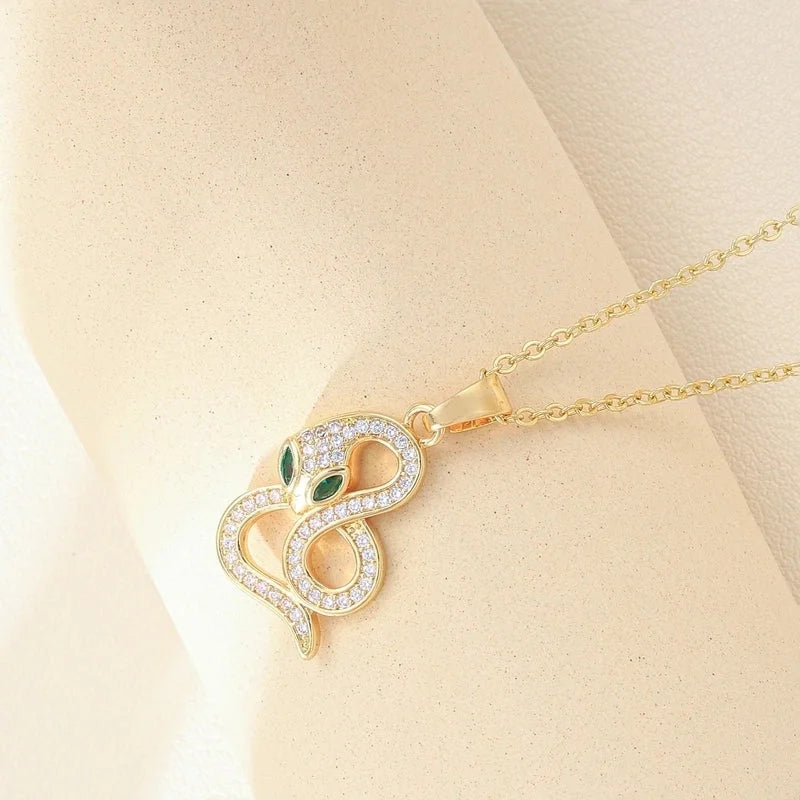 Hip-Hop Minimalist Shiny Heart Shape 304 Stainless Steel Copper Zircon 18K Gold Plated Inlay Pendant Necklace