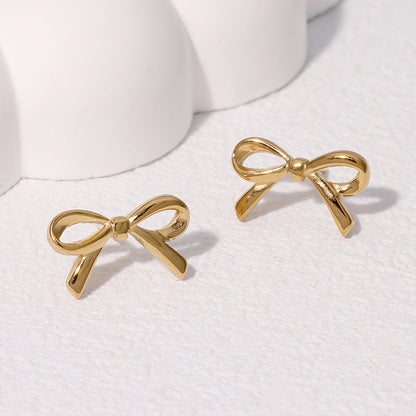 Minimalist Bowknot Bowknot Stainless Steel Electroplating Stud Earrings