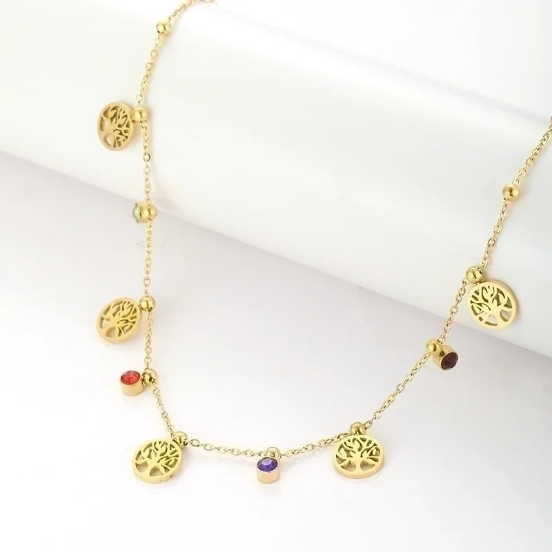 304 Stainless Steel Minimalist Shiny Polishing Plating Bc1035 Lucky Tree Pendant Necklace