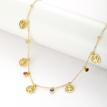 304 Stainless Steel Minimalist Shiny Polishing Plating Bc1035 Lucky Tree Pendant Necklace