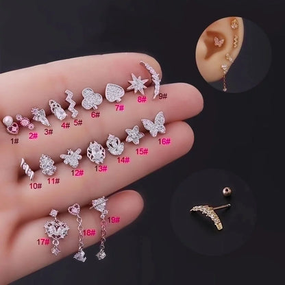 Ear Cartilage Rings & Studs Fashion Geometric 316L Stainless Steel Copper Plating