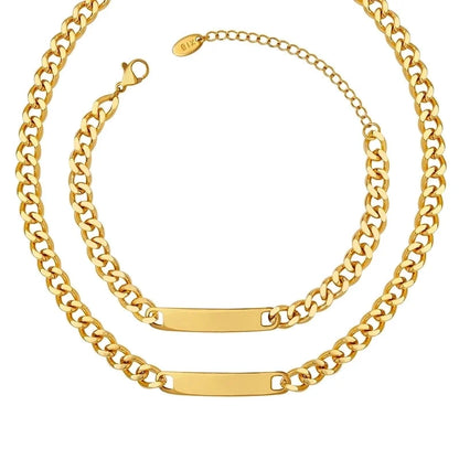 Hip-Hop Solid Color 304 Stainless Steel 18K Gold Plated Bracelets Necklace