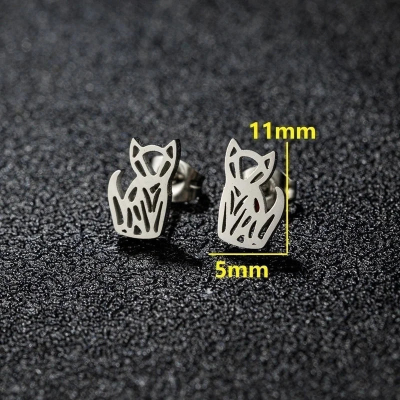 1 Pair Cute Minimalist Animal Notes Polishing 304 Stainless Steel 18K Gold Plated Ear Studs