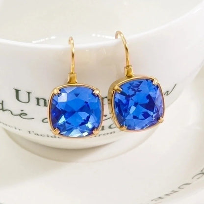 3 Pairs Retro Roman Style Geometric Plating Inlay 304 Stainless Steel Zircon 14K Gold Plated Drop Earrings