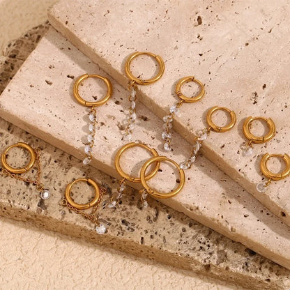 1 Pair Minimalist Geometric 304 Stainless Steel 18K Gold Plated Drop Earrings