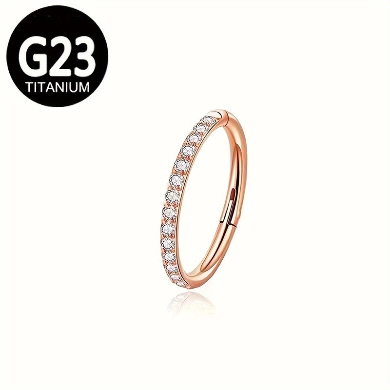 5 Pieces Nose Rings & Studs Hip-Hop Punk Solid Color Titanium Alloy Inlay Zircon 18K Gold Plated Ear Cartilage Rings & Studs