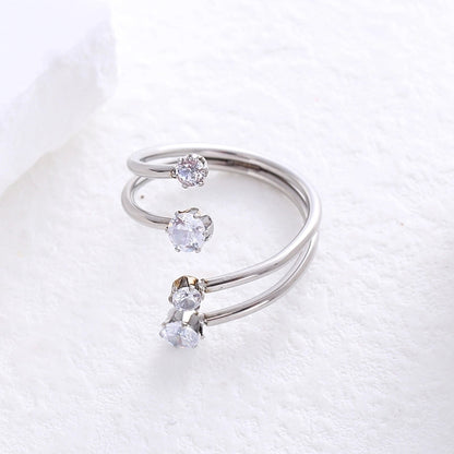 20 Pieces 304 Stainless Steel 18K Gold Plated Rose Gold Plated Minimalist Plating Inlay Artificial Rhinestones Open Ring