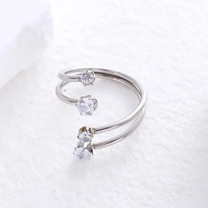 20 Pieces 304 Stainless Steel 18K Gold Plated Rose Gold Plated Minimalist Plating Inlay Artificial Rhinestones Open Ring