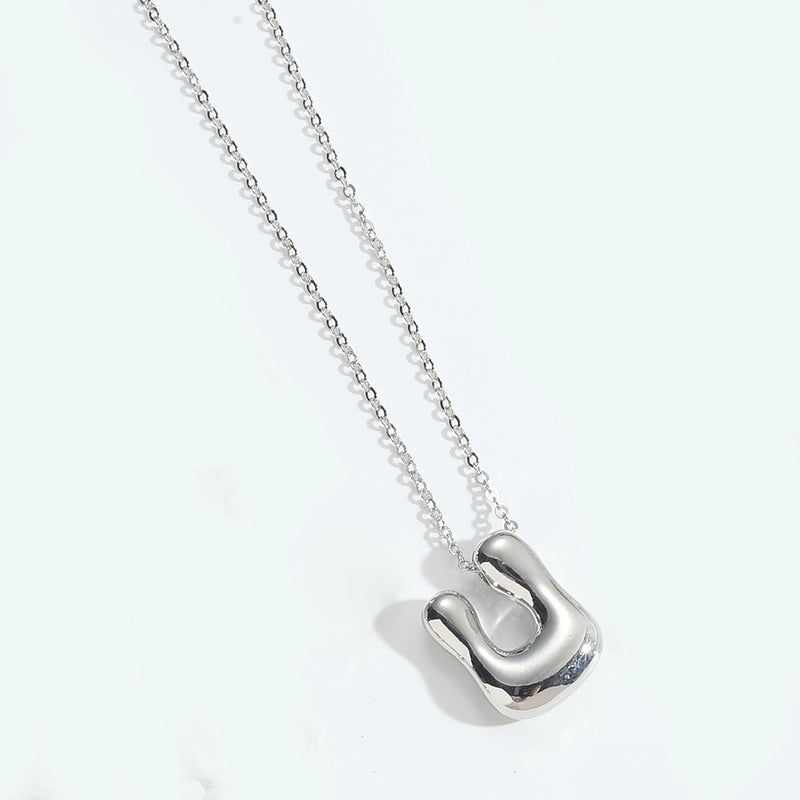 Copper White Gold Plated Letter Pendant Necklace