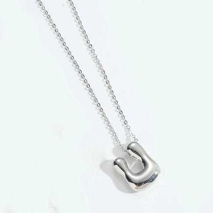 Copper White Gold Plated Letter Pendant Necklace