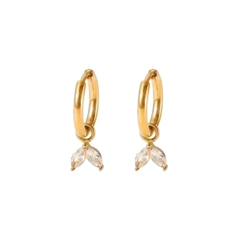 1 Pair Vintage Style Water Droplets Heart Shape Rectangle Polishing Plating Inlay 304 Stainless Steel Zircon Drop Earrings