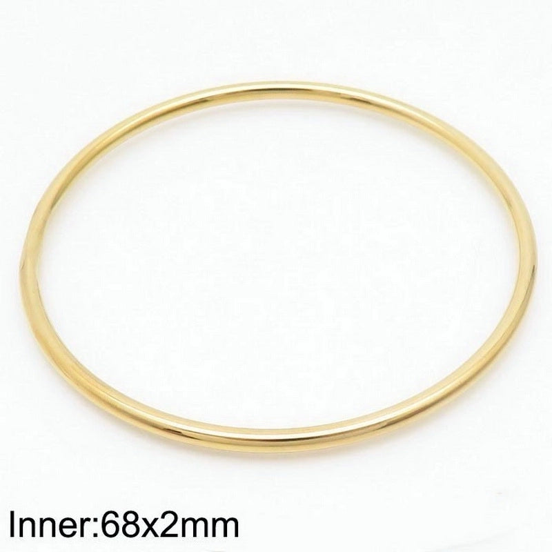 304 Stainless Steel 18K Gold Plated Minimalist Round Solid Color Bangle