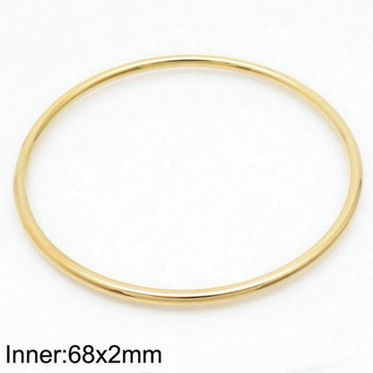 304 Stainless Steel 18K Gold Plated Minimalist Round Solid Color Bangle