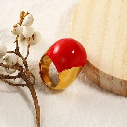 Ig Style Round Titanium Steel Enamel Plating 18k Gold Plated Rings