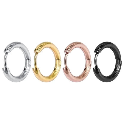 1 Piece Fashion Round Polishing Titanium Steel Hoop Earrings