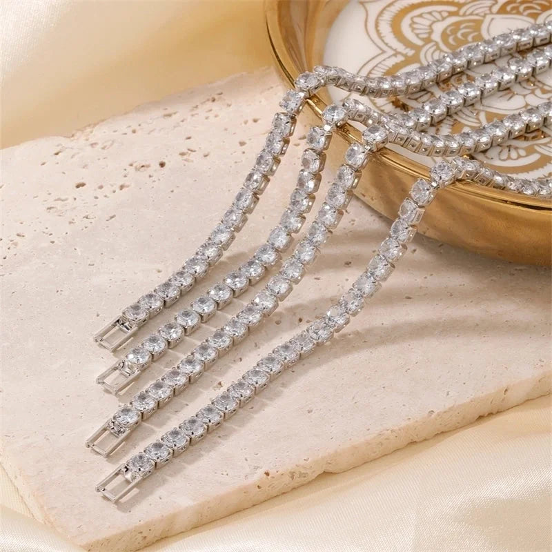 Copper Minimalist Shiny Inlay Geometric Zircon Bracelets Tennis Bracelet