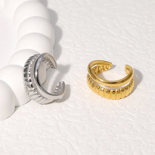 Open Ring Stripe Geometric Stainless Steel Electroplating Rings