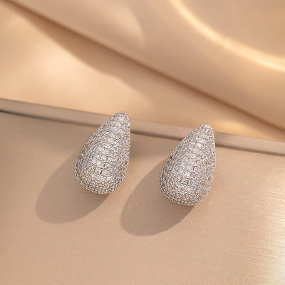 2 Pieces Moderate Luxury Flower Copper Diamond Inlay Stud Earrings