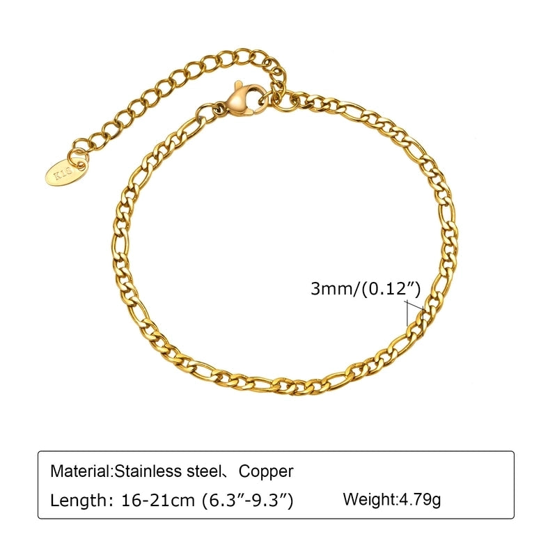 Casual Minimalist Solid Color 304 Stainless Steel 18K Gold Plated Bracelets In Bulk