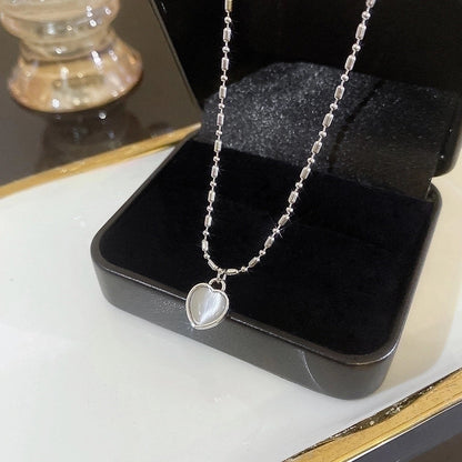 Minimalist Heart Shape Flower Bow Knot Titanium Steel Copper Plating Inlay Artificial Gemstones Pendant Necklace