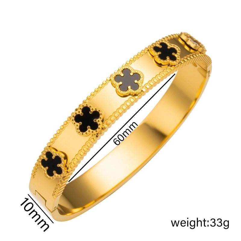 Casual Minimalist Heart Shape Flower Titanium Steel Rhinestones Bangle In Bulk