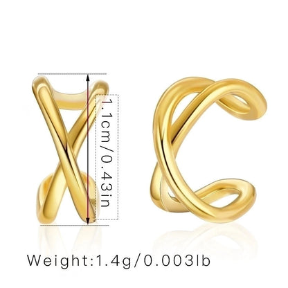 Retro Minimalist C Shape Copper Plating Inlay Zircon Ear Cuffs 1 Pair