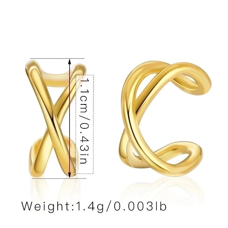 Retro Minimalist C Shape Copper Plating Inlay Zircon Ear Cuffs 1 Pair