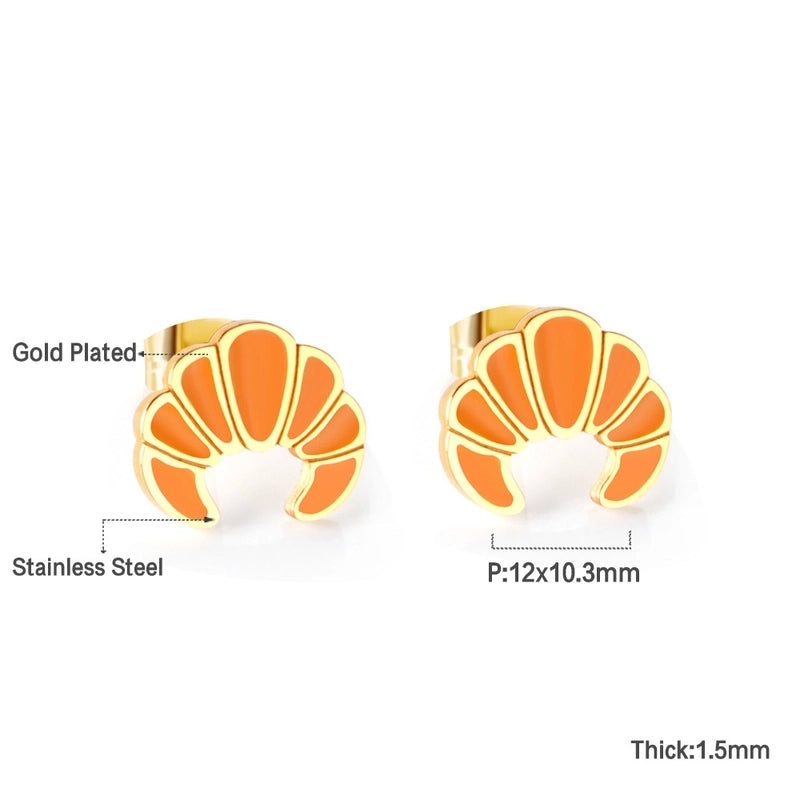 Cute Pumpkin Pineapple Stainless Steel Ear Studs 1 Pair