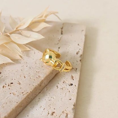 Sweet Round Copper Plating Inlay Rhinestones 18k Gold Plated Open Rings